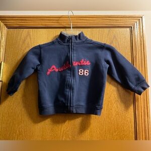 Vintage Covington Navy Blue Kids Zippered Sweatshirt with Red Accents
